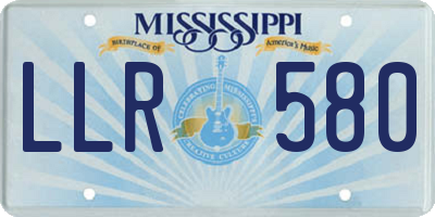 MS license plate LLR580