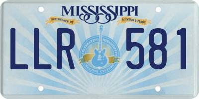 MS license plate LLR581
