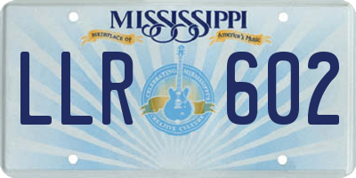 MS license plate LLR602
