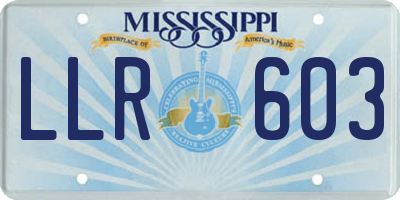 MS license plate LLR603