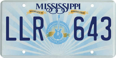 MS license plate LLR643