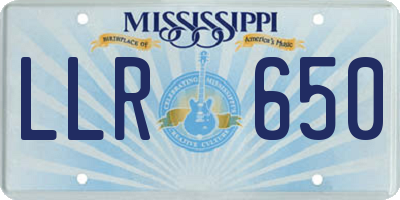 MS license plate LLR650