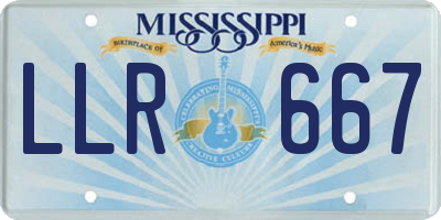 MS license plate LLR667