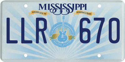 MS license plate LLR670