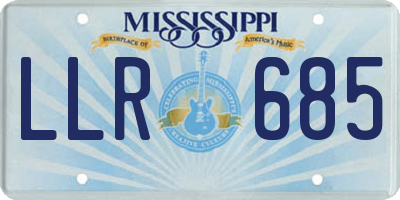 MS license plate LLR685