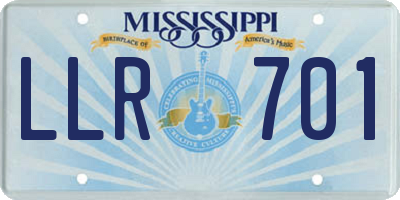 MS license plate LLR701
