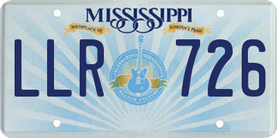 MS license plate LLR726
