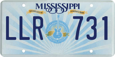 MS license plate LLR731