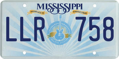 MS license plate LLR758