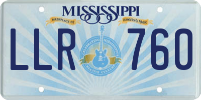 MS license plate LLR760