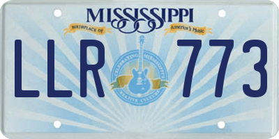 MS license plate LLR773