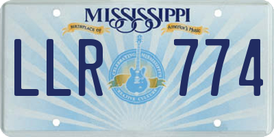 MS license plate LLR774
