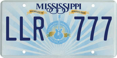 MS license plate LLR777