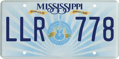 MS license plate LLR778