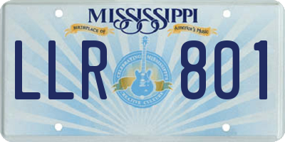 MS license plate LLR801