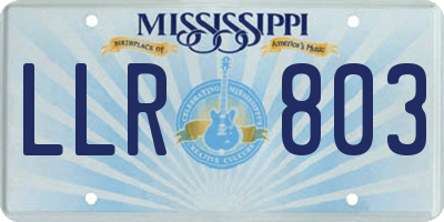 MS license plate LLR803
