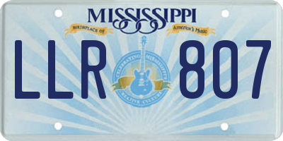 MS license plate LLR807
