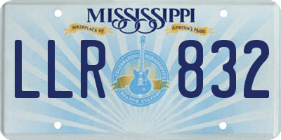 MS license plate LLR832