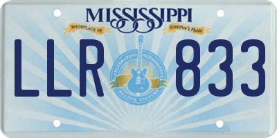 MS license plate LLR833