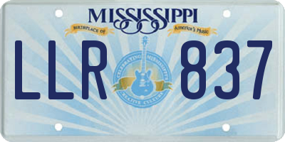 MS license plate LLR837