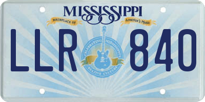 MS license plate LLR840