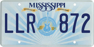 MS license plate LLR872