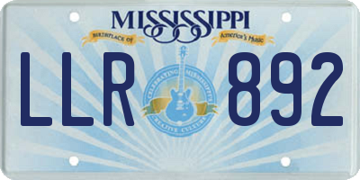 MS license plate LLR892