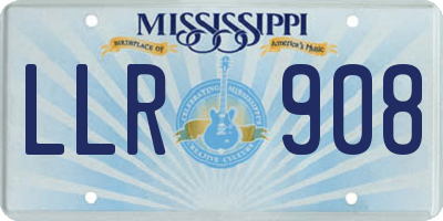 MS license plate LLR908