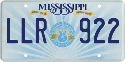 MS license plate LLR922