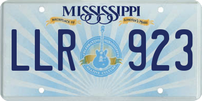 MS license plate LLR923