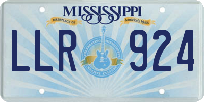 MS license plate LLR924