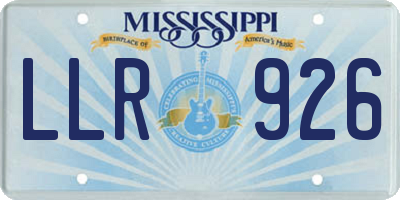 MS license plate LLR926