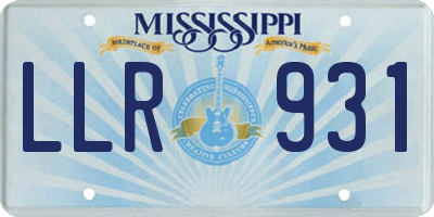MS license plate LLR931