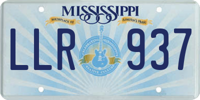 MS license plate LLR937