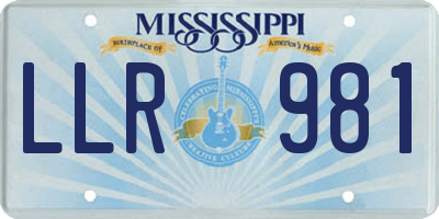 MS license plate LLR981
