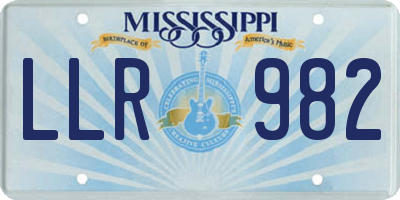 MS license plate LLR982