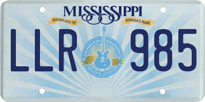 MS license plate LLR985