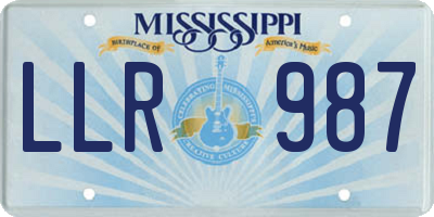 MS license plate LLR987