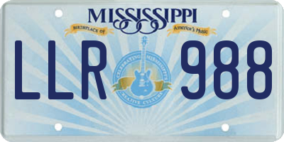 MS license plate LLR988