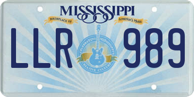 MS license plate LLR989