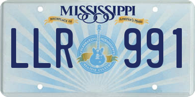 MS license plate LLR991