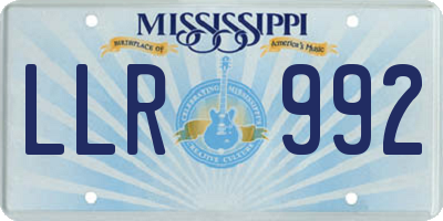 MS license plate LLR992