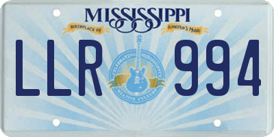 MS license plate LLR994