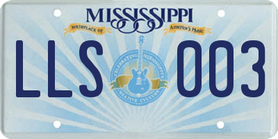 MS license plate LLS003