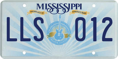 MS license plate LLS012