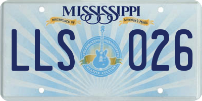 MS license plate LLS026