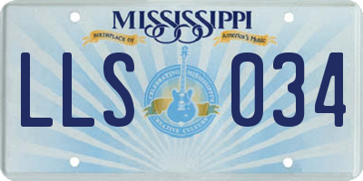MS license plate LLS034