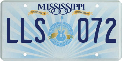MS license plate LLS072