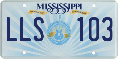 MS license plate LLS103