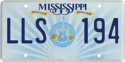 MS license plate LLS194